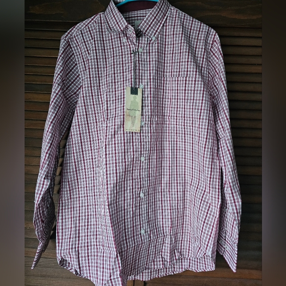 Samuel Windsor Other - Samuel Windsor Red White Plaid Long Sleeve Mens Medium Button Down Dress Shirt